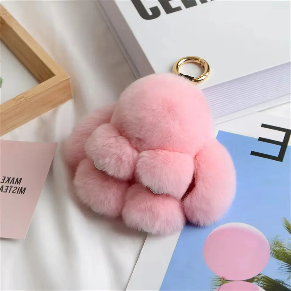 Bunny Keychain Fluffy Long Ear Rabbit Fur Keyring Soft Stuffed Bunny Keychains Charm Pendant Stuffed Bag Charm Backpack Pendant