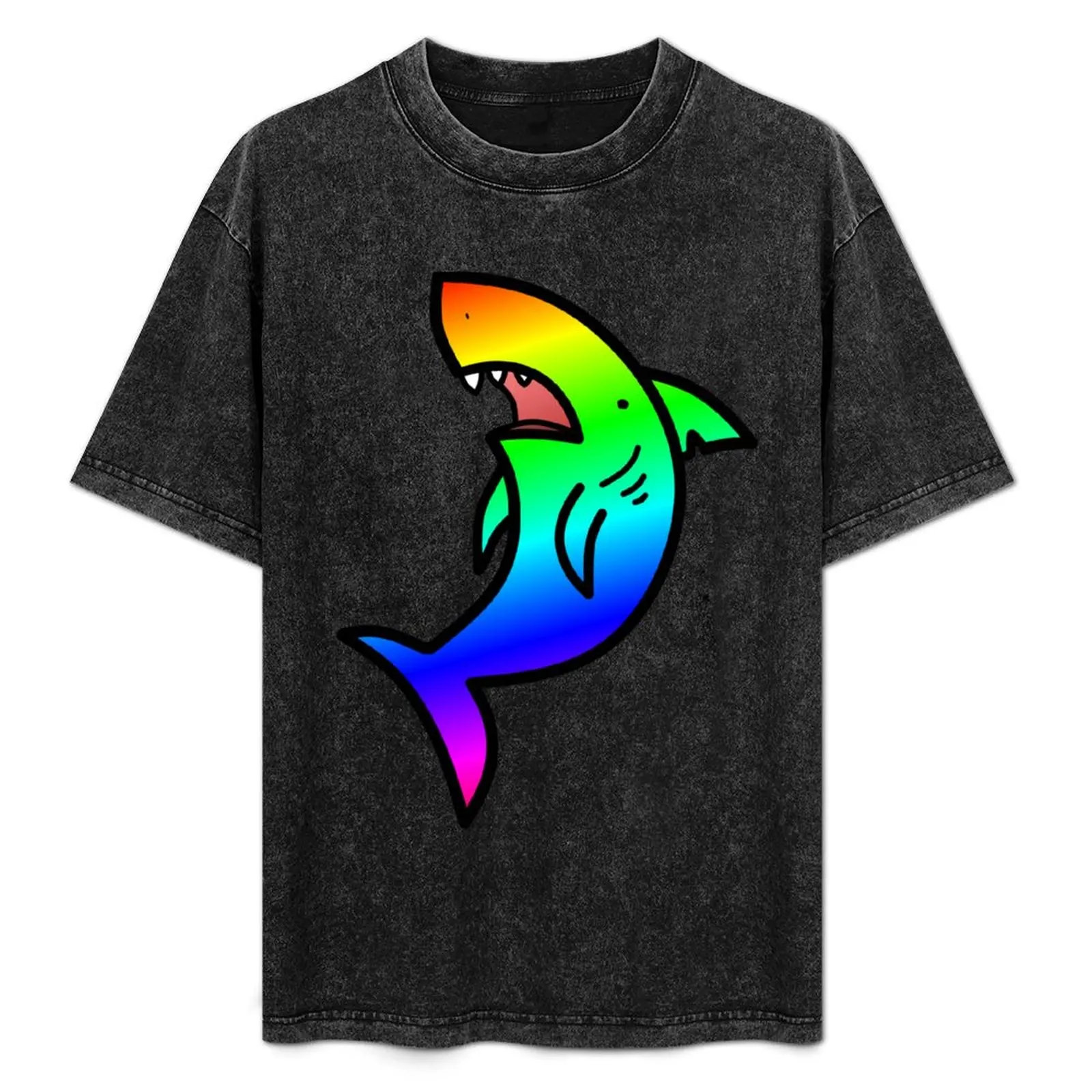 

Футболка Rainbow Shark Guy, простая однотонная футболка с круглым вырезом