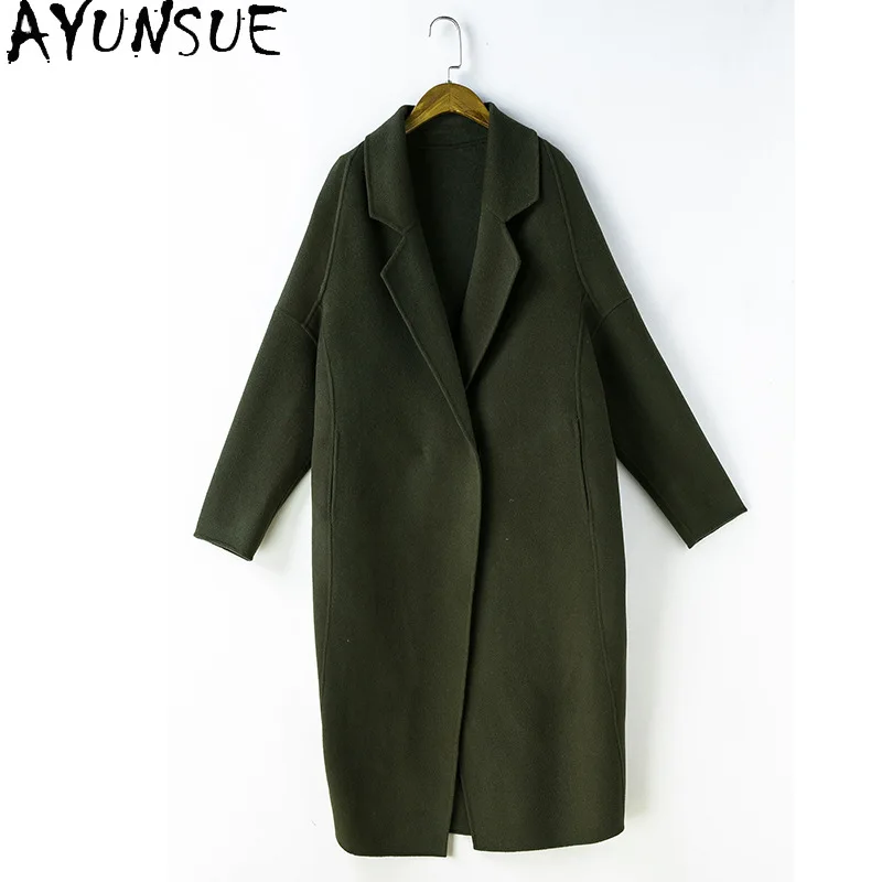 AYUNSUE 90% Double Sided Wool Coat Fall Clothes Women 2024 Luxury Long Coats Woman Old Money Style Outerwears Пальто Женско