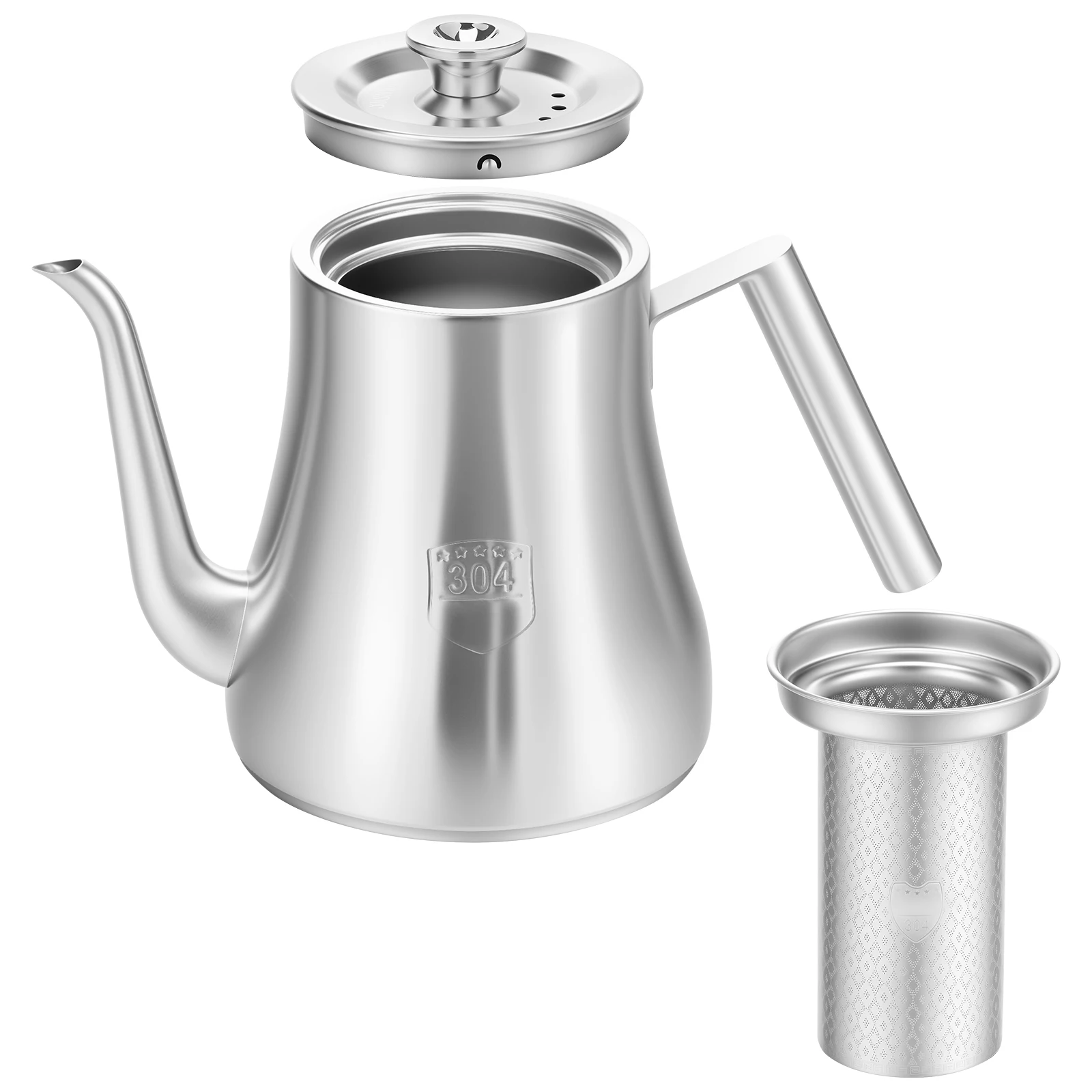 

2L Stainless Steel Teapot with Removable Infuser Induction Safe Tea Kettle Large Capacity Loose Leaf Teapot for Home & Office