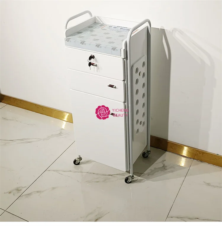 Yicheng Beauty Wholesale Beauty Salon Furniture Modern White Hair Salon Trolley Cart With Drawer for Sale