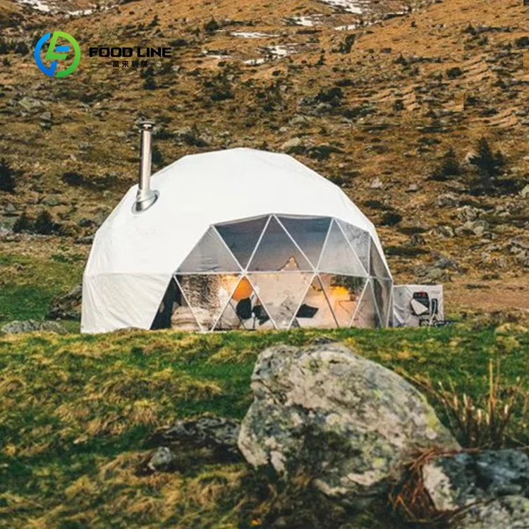 Waterproof PVC Geodesic Dome Tent, Custom Luxury Glamping Hotel House for Outdoor Party, Trade Show and Greenhouse Use