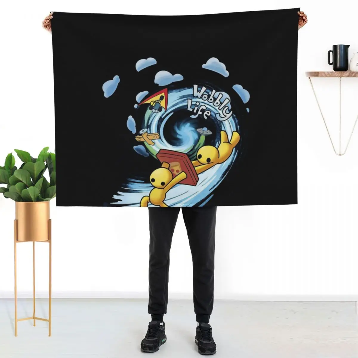 Wobbly Life Throw Blanket Foldable Soft Warm Blanket for Outdoor Use