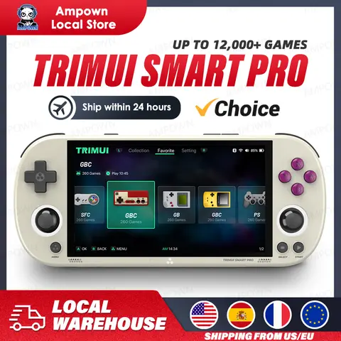 Trimui Smart Pro Handheld Game Console 4.96'' IPS Screen Linux System Joystick RGB Lighting Trimui Retro Video Game Console Gift