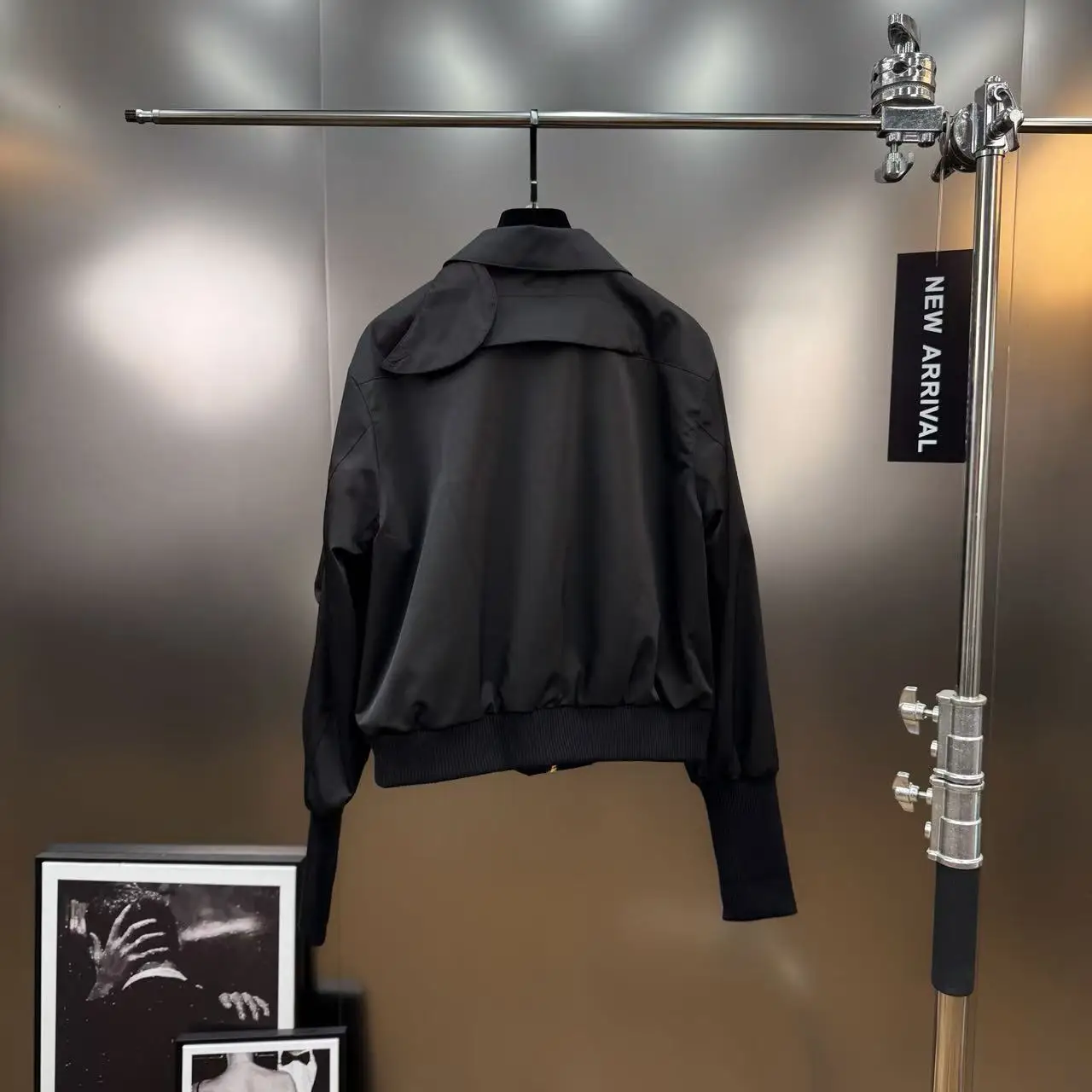 High Street Dark Autumn Jackets Women's Retro Heavy Metal Decoration Design Lapel Long Sleeved Streetwear Black Jacket