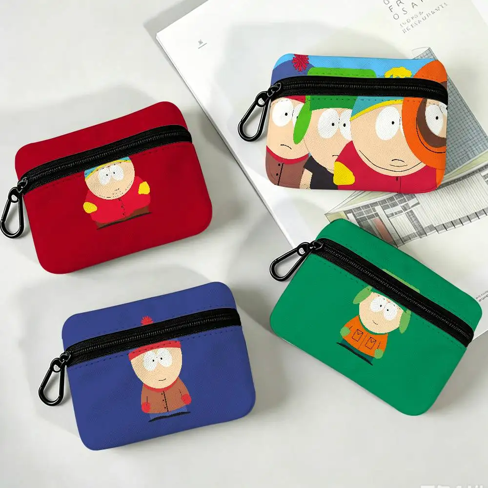 S-South Cartoon P-Parke Oxford Fabric Mini Coin Wallet Smooth Zipper Hanging Design Multi-use Small Storage Bag For Travel