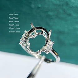 MeiBaPJ 6*8~10*14 Six Sizes Fashion Ring Setting DIY Empty Holders for Women Real 925 Sterling Silver Fine Charm Jewelry