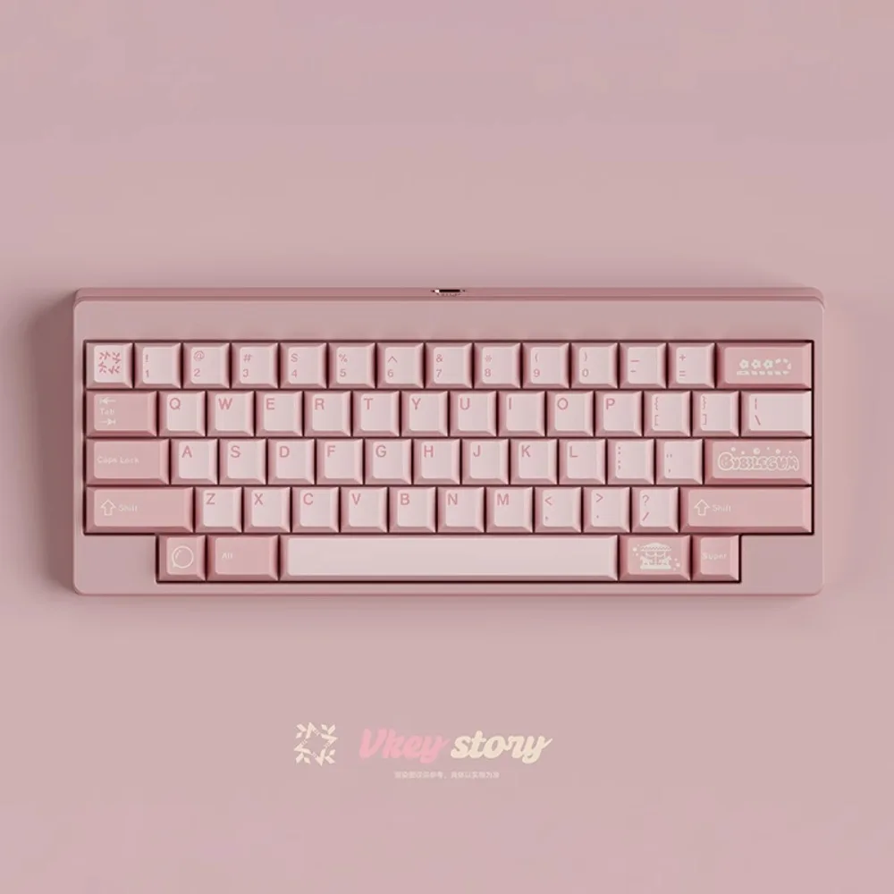 JTK Bubblegum Pale Pink Theme Keycap Set PBT Custom Keyboard Cap Cherry Profile KeyCap for Mechanical Keyboard Accessories Gifts - Image 4