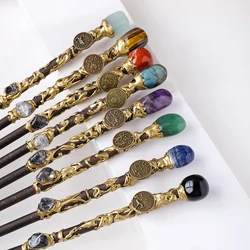 1pc Natural crystal raw stone twelve Constellations Magic Scepter Double headed crystal fairy stick props accessories