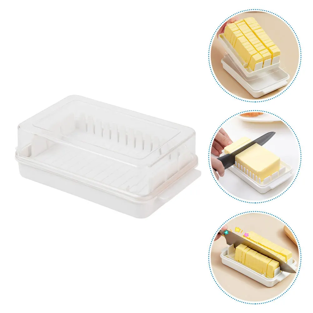 

Butter Box Transparent Cover PP Material Smooth Edges Fresh Keeping Butter Cutting Storage Container Household Use