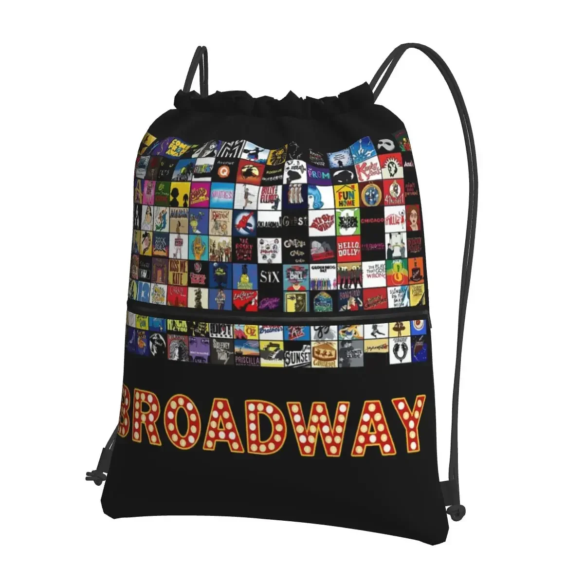 Broadway Musical Theatre Logos - Hand Drawn Backpacks Drawstring Bag Drawstring Bundle Pocket Book Bags For School Students