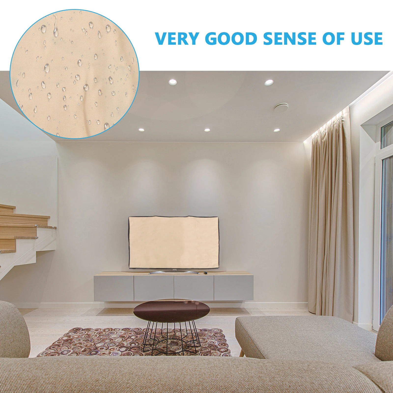 

Outdoor Cover Waterproof Television Protector DurableMaterial Flat Cross Screen Dustproof Weatherproof Remote Pocket