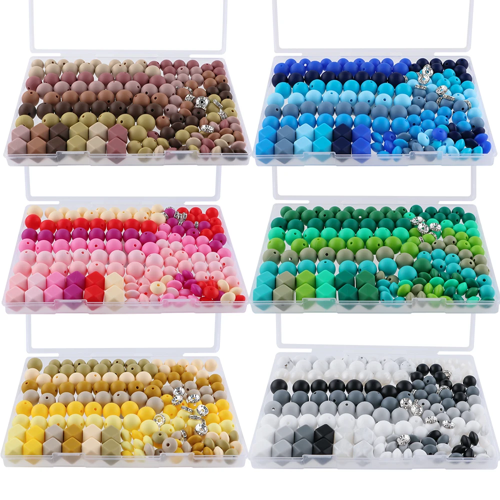 148 unids/caja poliedra de silicona, cuentas redondas, cuentas de lentejas para hacer joyería DIY, cadenas de chupete, creatividad hecha a mano, Etc.