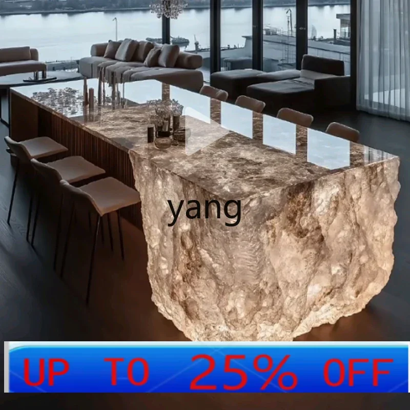 lmm  light luxury transparent resin hotel front desk restaurant kitchen partition luminous crystal glacier island table