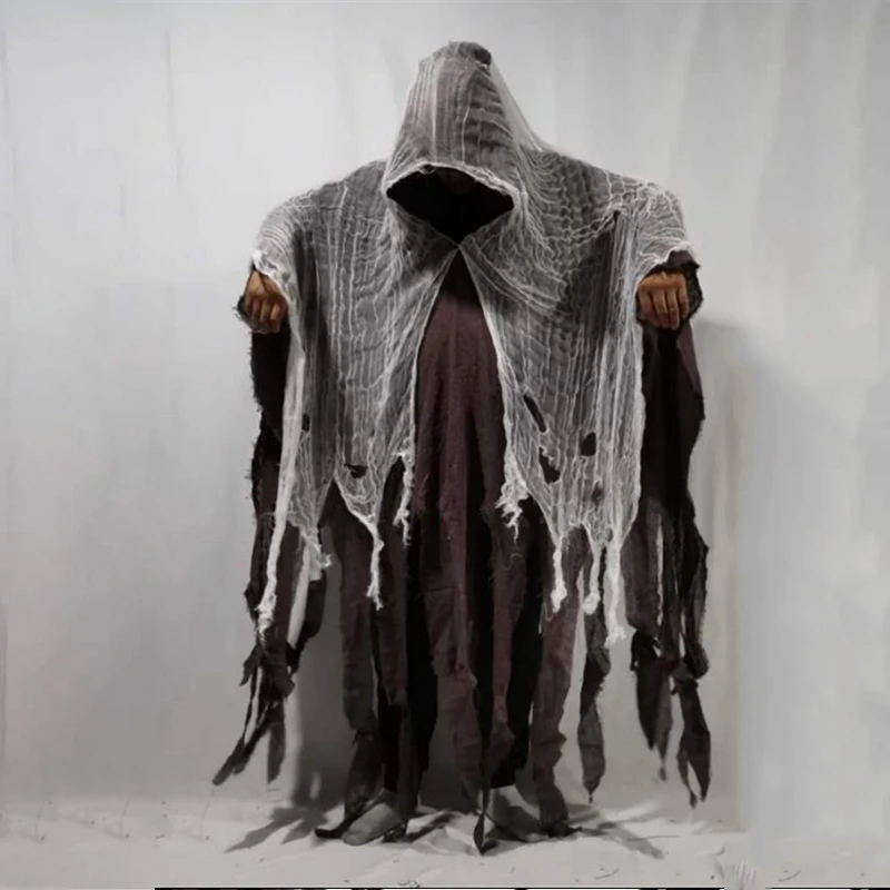 Halloween Cloak for Adult, Zombie Hooded Cloak, Role Play Costume, 3-Color Coat, Vampire Zombie, Cold Skeleton Ghost Props