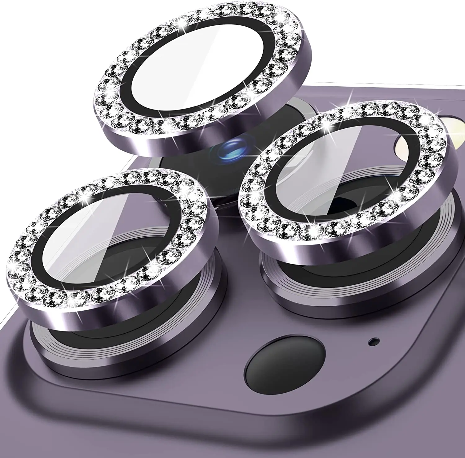 ZWWOGE – 6 Protezioni In Metallo E Vetro Per Obiettivo IPhone 17/17 Pro/17 Pro Max – Anti-graffio, HD, Glitter Argento