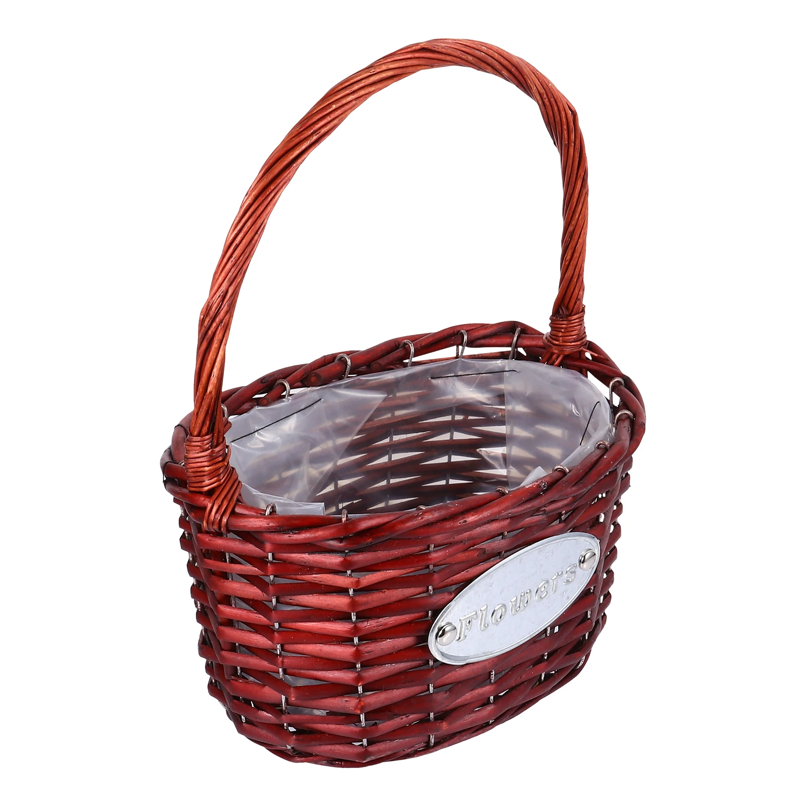 

Wicker Hand Basket Brown Red Wedding Photography Props Lightweight Bride Flower Baskets for Party Home Fruit Storage Container