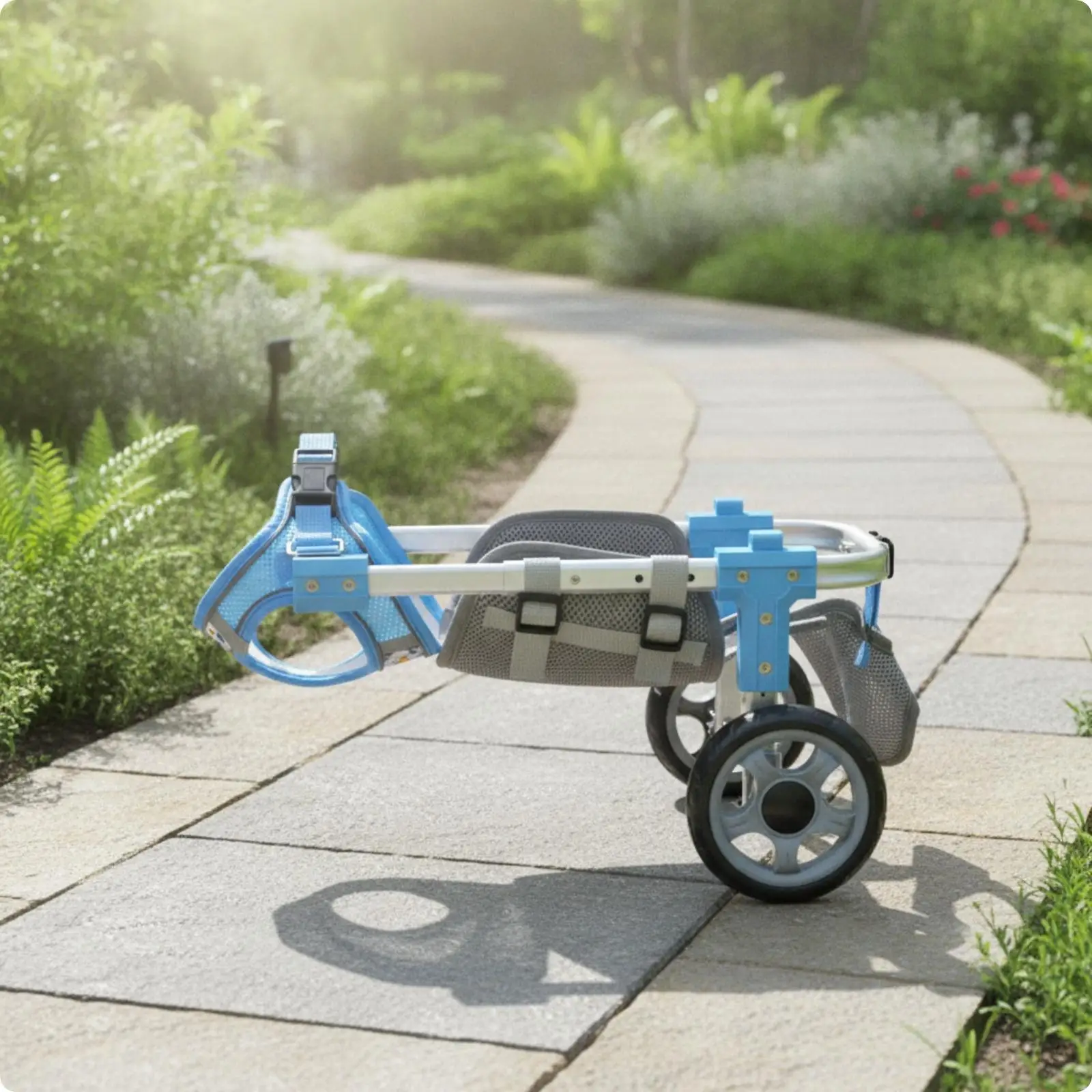 Adjustable Dog Rear Leg Support Cart with Wheels and Secure Harness for Small Medium Pets Mobility Recovery Aid