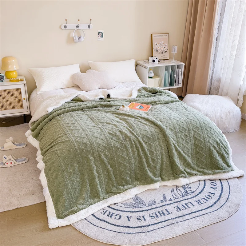 

1PC blanket double-sided thickened four-season blanket, super soft, lightweight and breathable living room