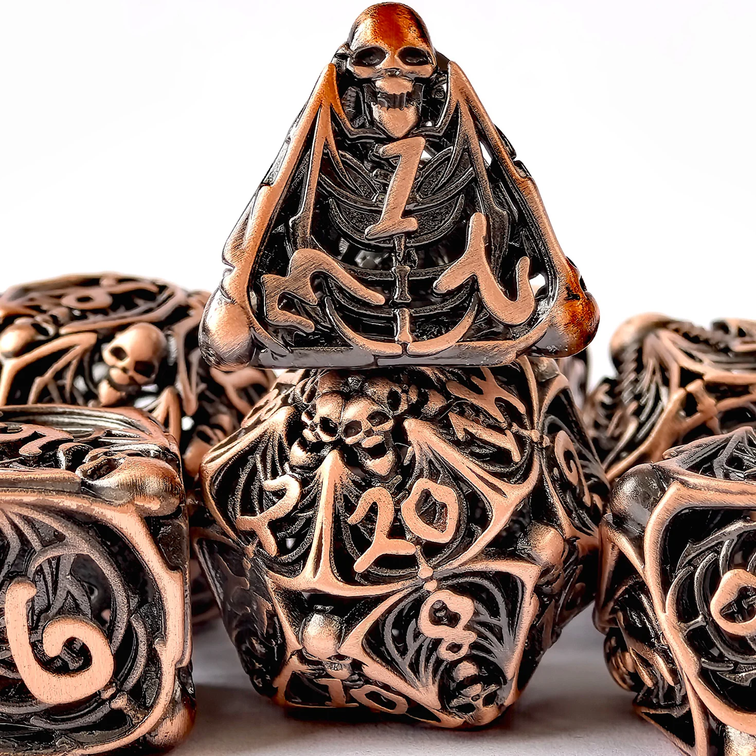 DND Metal Dice Set, Dados 7, Role Playing Dice, Crânio Característica, Metal oco, D & D Dice, Dungeon and Dragon