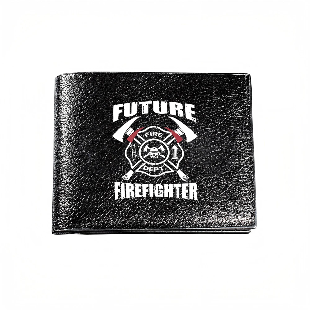 Future Firefighter Emblem Wallet With Crossed Axes And Fire Department Badge Design For Men Casual Business Style