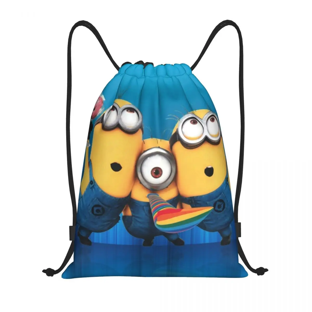 Minions Portable Sports Bag Thicken Drawstring Belt Riding Backpack Gym Drawstring Shoes Bag Clothes Backpacks