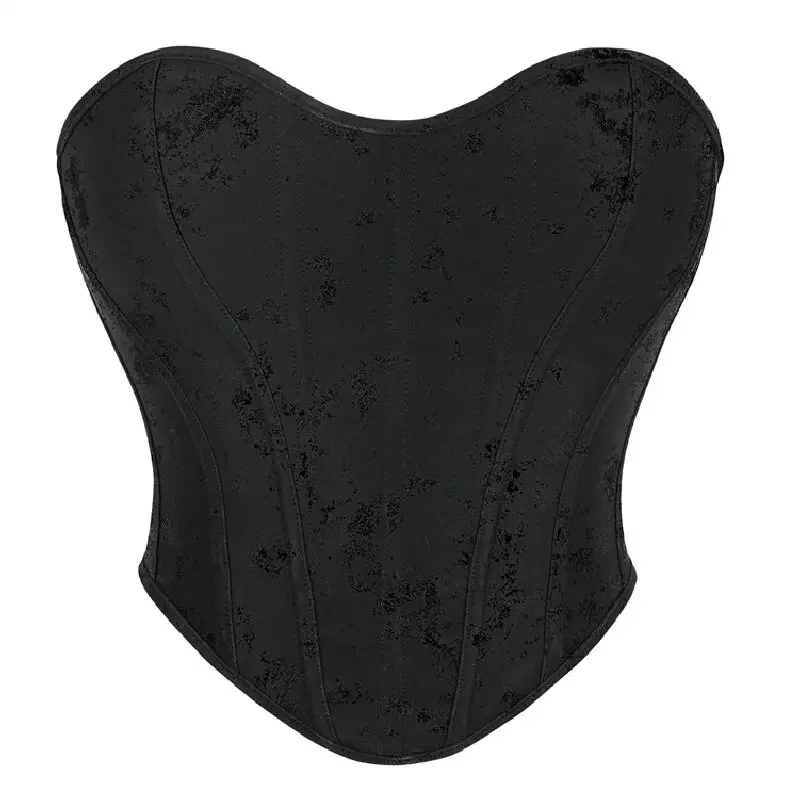 Top con corsé ajustado de espina de pescado negra para mujer, camiseta sin mangas Sexy, Top corto ajustado, corpiño de entrenamiento de cintura