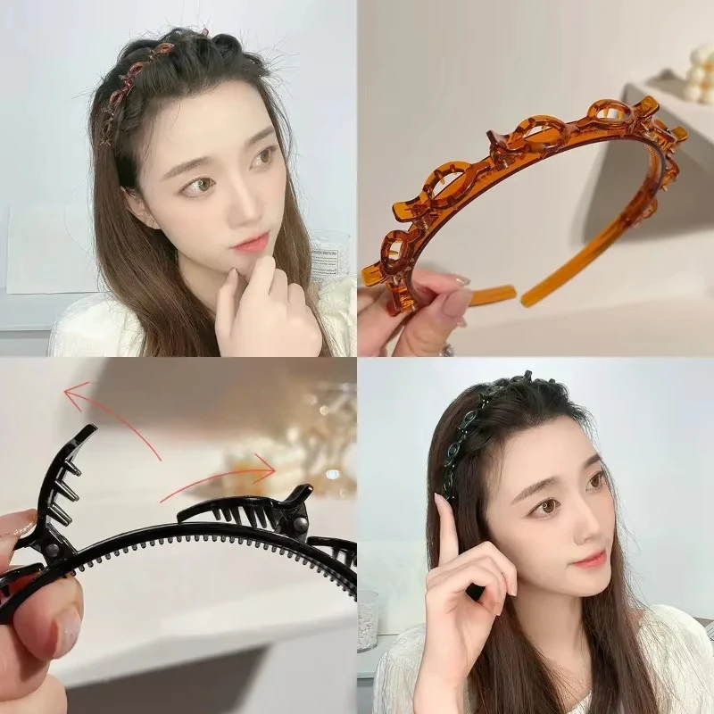 

Зажим для косичек, передние заколки для волос, обруч для волос, женская повязка на голову, инструмент для красоты, двойная челка, прическа, заколки для волос, шпилька, обруч для головы