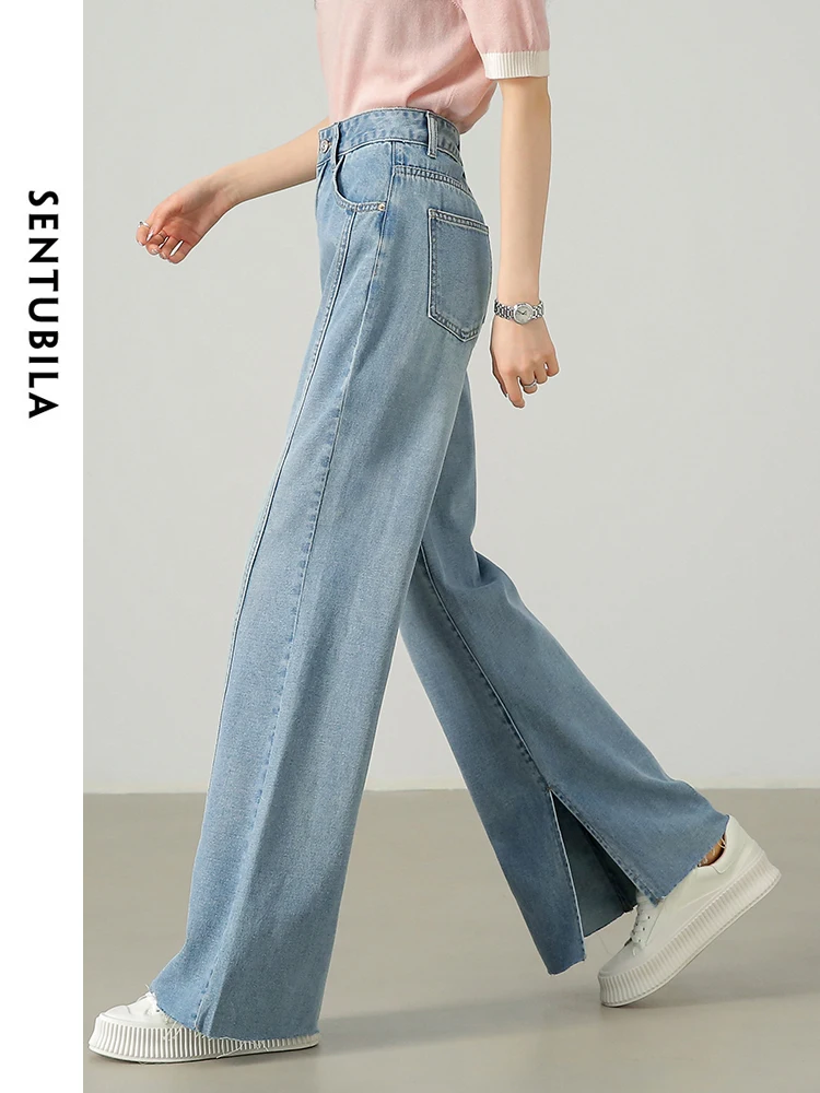 

SENTUBILA Casual High Waist Flared Jeans for Women 2024 Summer Wide Leg Full Length Denim Pants Woman Trouser Female W42N55392