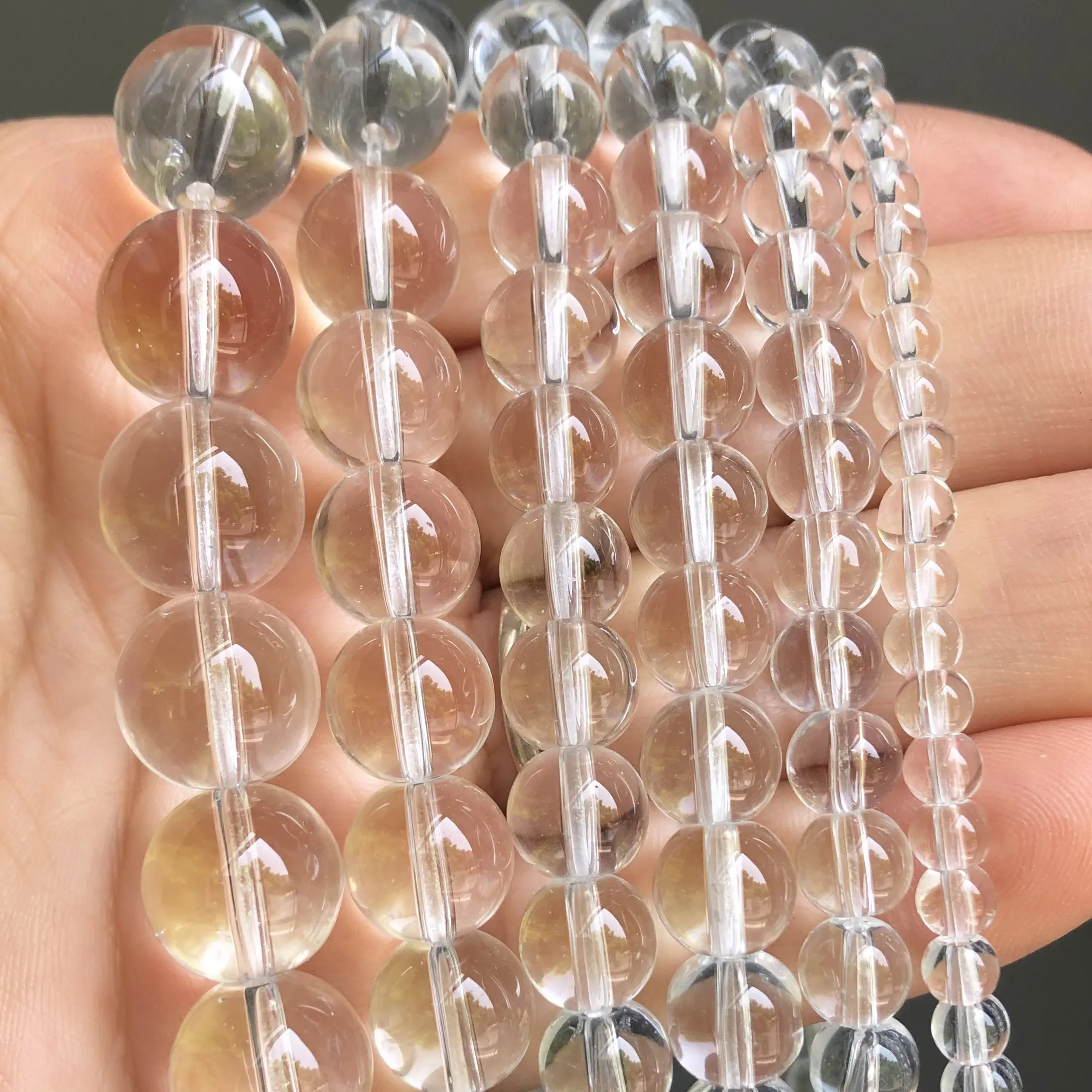 White Clear Crystal Glass Beads Smooth Round Loose Spacer Beads For Jewelry DIY Making Bracelet Accessories 15\'\' 4 6 8 10 12mm