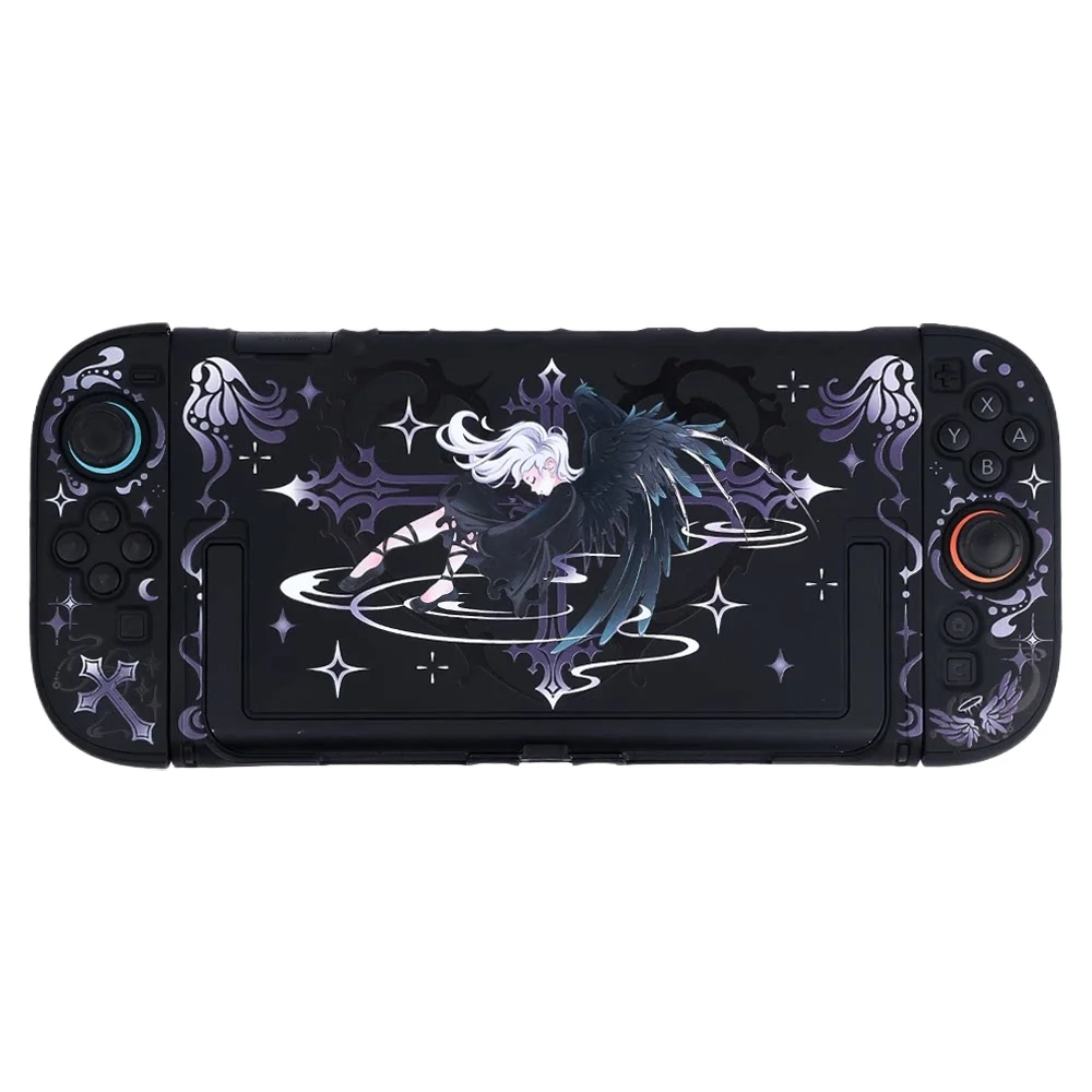 Black Hard Case for Nintendo Switch 2 – Detachable Protective Shell for New NS2 Console , Dark Wing Angel