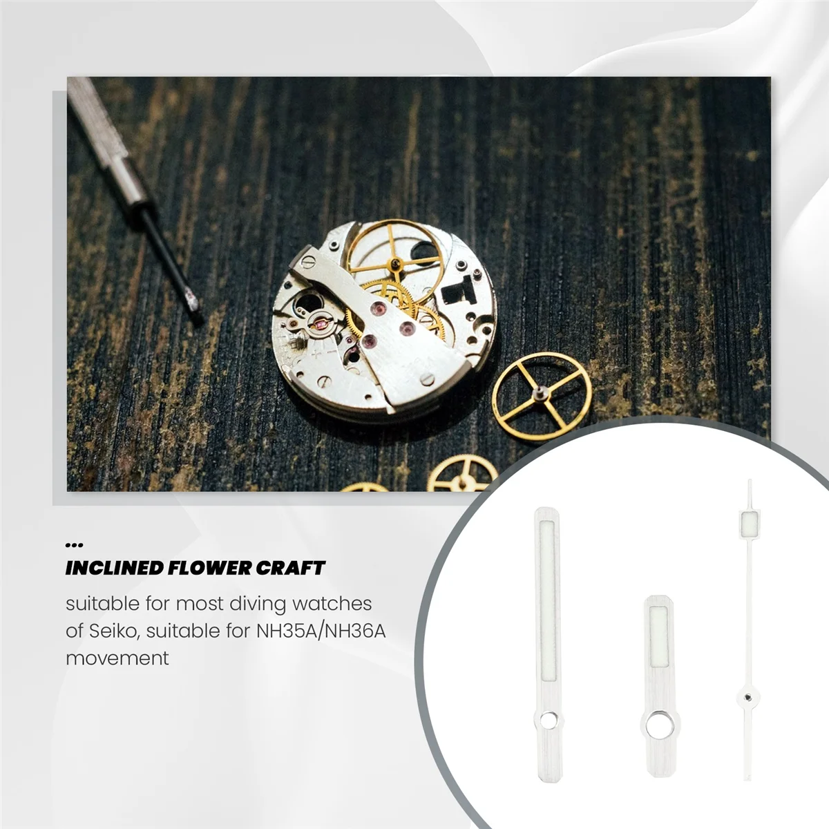 AA84 62MAS Solide Uhrzeiger passen NH35 NH36 ETA2824 2836 ST2130 Uhrwerk Japan C3 Super Green Lume dreidimensional