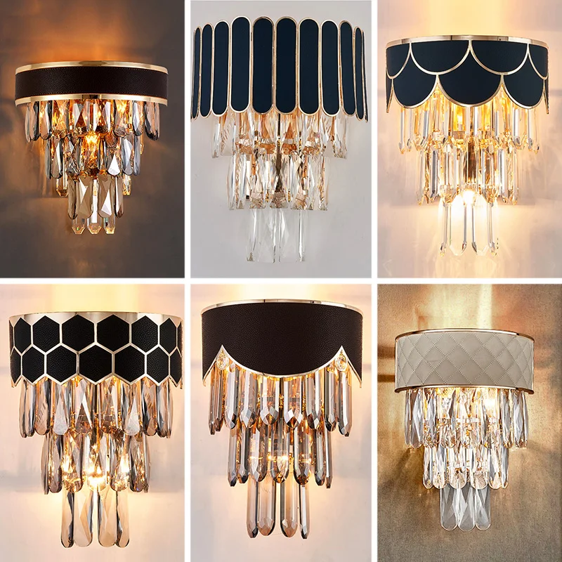 

Modern Light Luxury Crystal Wall Lamp Living Room Bedroom Tv Wall Bedroom Bedside Led Lights