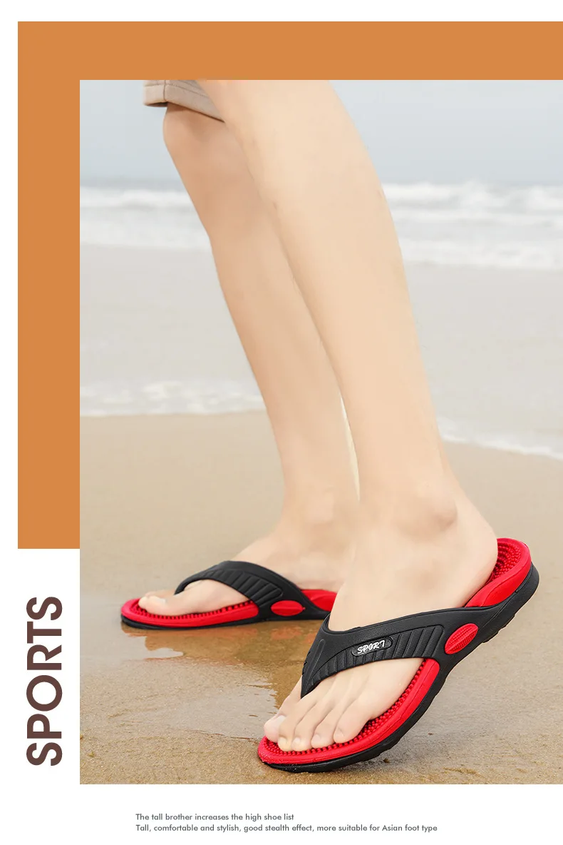 Kontrastfarben, Massage, rutschfeste Flip-Flops, schnelltrocknend und bequem, Strandsandalen, Sommer-Flip-Flops, modische Hausschuhe. – Detail 12