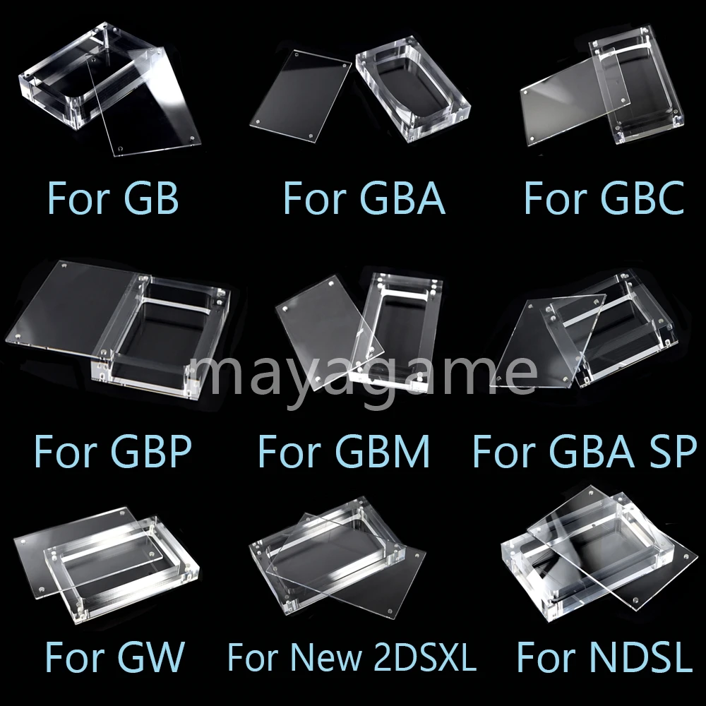 1set Transparent Acrylic Box For GameBoy GB GBA GBC GBP GBM GBA SP GW NDSL New 2DSXL Console Cover Shell Box Display Accessories