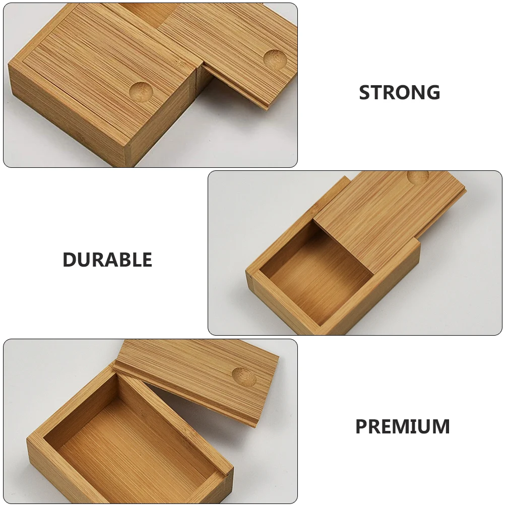 

1 шт., бамбуковая шкатулка для драгоценностей, настольный декор, выдвижная крышка, чехол для хранения, ретро, изысканный контейнер для макияжа, шикарная коробка для украшения дома, стильная