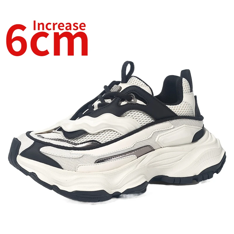 

Mech Dad's Shoes for Men Height Increase 6cm New Trendy Mesh Breathable Shoes Anti Slip Thick Soles Sneakers Casual Sports Shoes