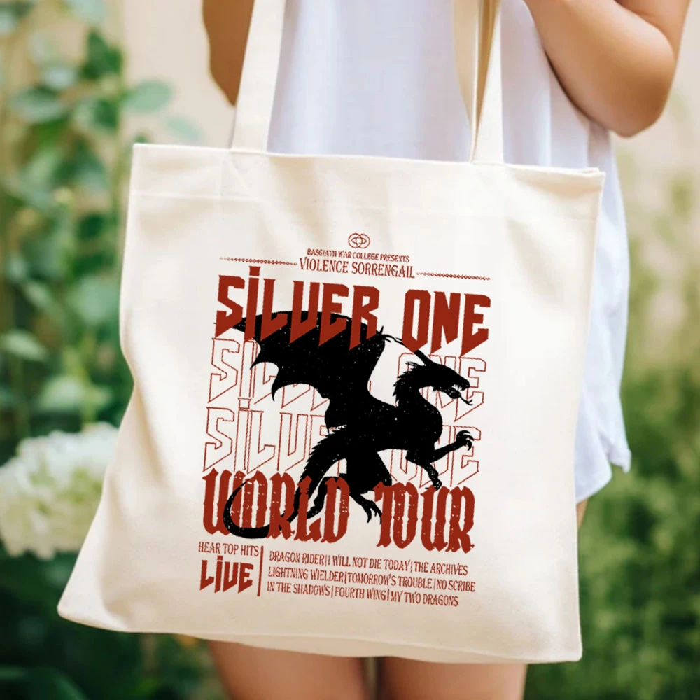 Basgiath War College quarta ala Tote Bags regalo per Book Lover Bag borsa da donna Bookish Dragon Rider Canva Tote Bags Bookworm