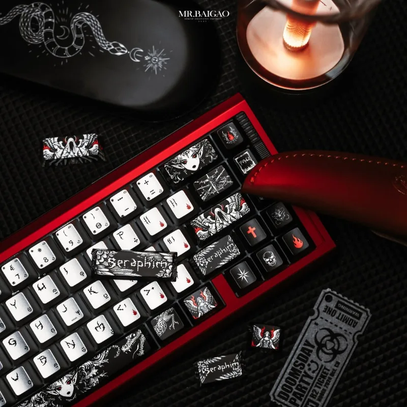 Fallen Angel Theme Keycaps Set Customization PBT Sublimation Cherry Profile Keyboard Cap for Mechanical Keyboard Accessories