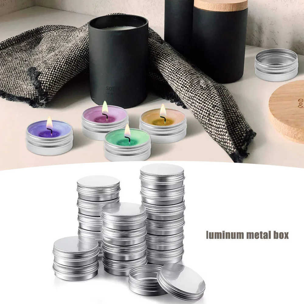 Pack of 50 pieces, 5g, 10g, 15g, 20g, 30g, 50g, 60g, 80g, 100g, multi-specification threaded aluminum boxes/cans for tea,