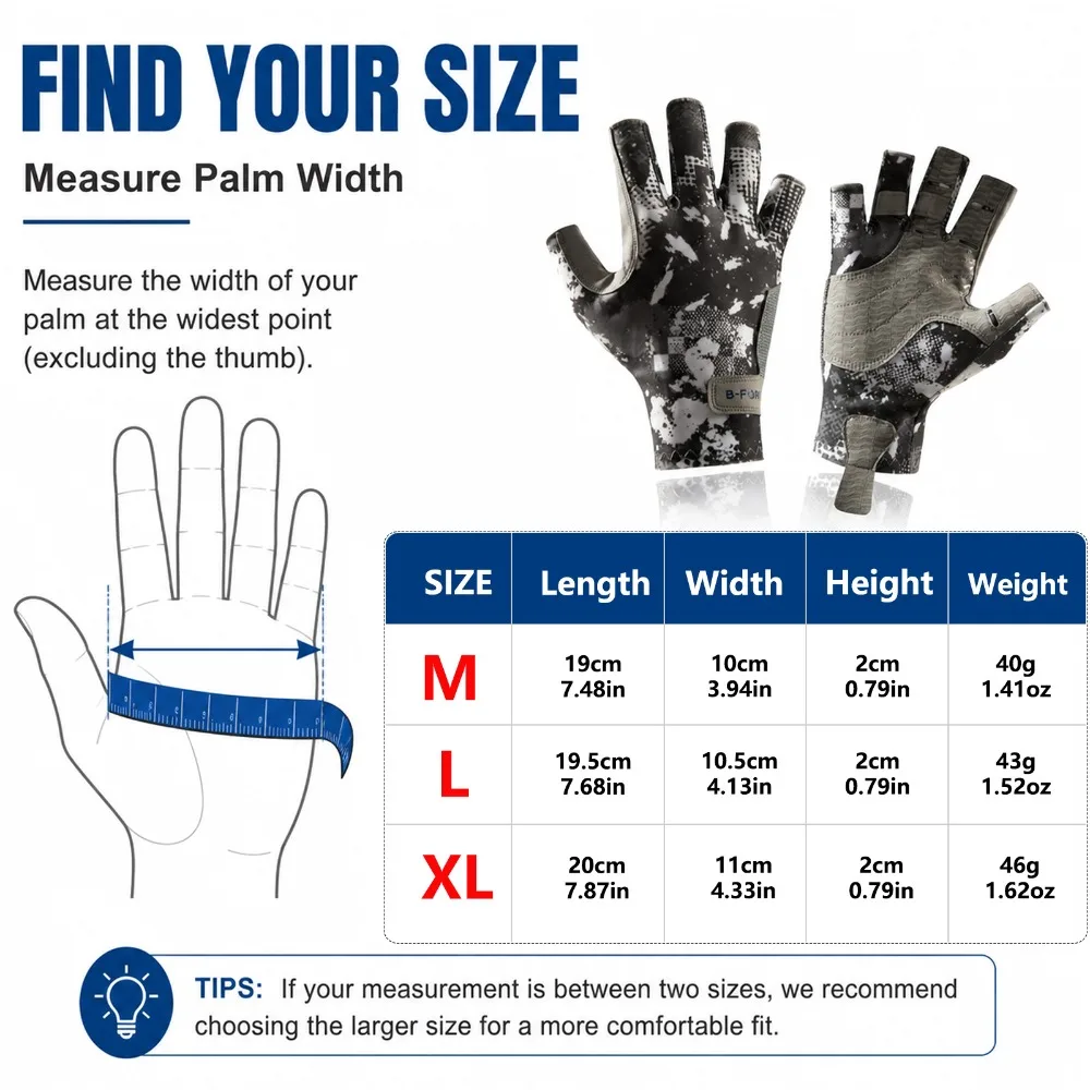 1 Pair Fingerless Fishing Gloves Men Women Anti-Slip Breathable Half-Finger Gloves for Cycling Boating Kayaking Hiking Hunting