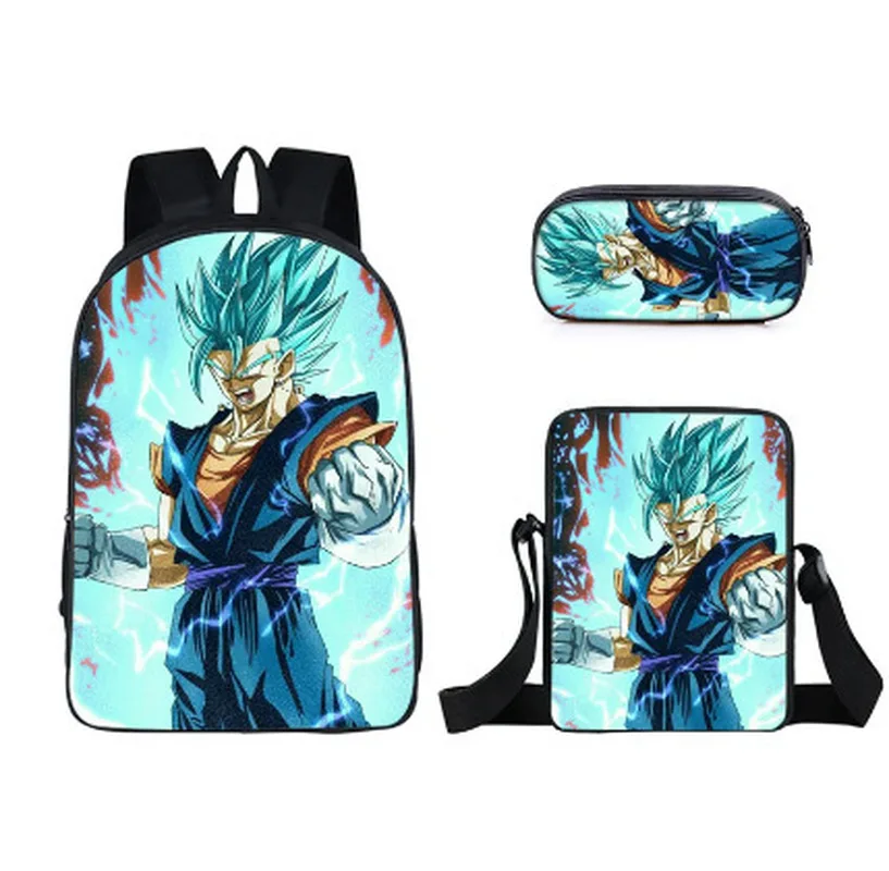 Hot Dragon Ball Z Anime Figure Backpack Cartoon Super Saiyan Figure Goku Student Bag Pen Case Lunch Box Bag Teenagers Boys Gifts