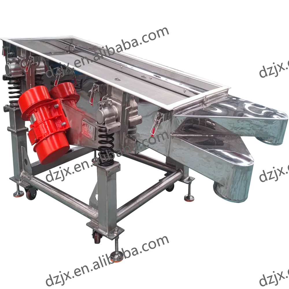 DZJX High Efficiency Linear Vibrating Sieve Machine 2 Motors for Food Processing detergent Powders Stainless Steel