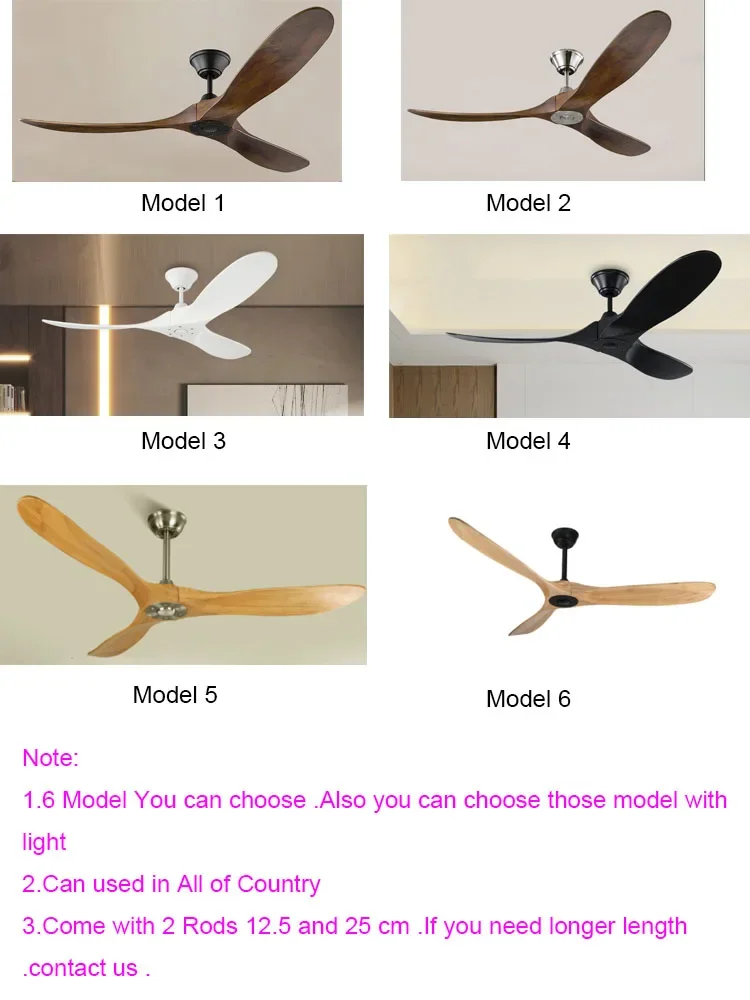 60 70 88 Zoll großer Deckenventilator, nur Fernbedienung, Gleichstrommotor, umgekehrte Holzflügelventilatoren, Beleuchtung, hochwertiges Design,