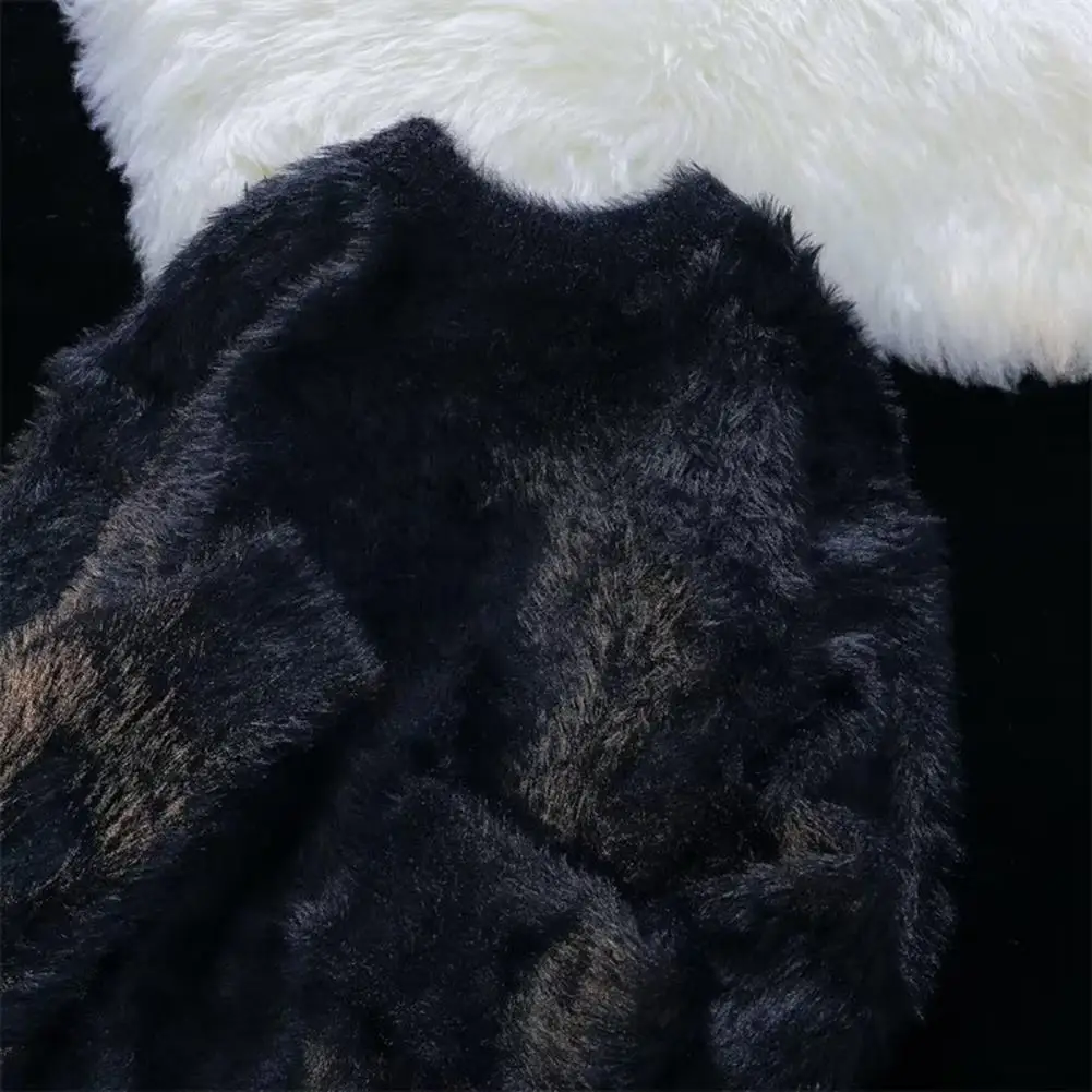 

Fall Winter Men Top Cozy Oversized Men's Sweater with Fluffy Texture Round Neck Long Sleeves Thickened Winter Pullover for Daily