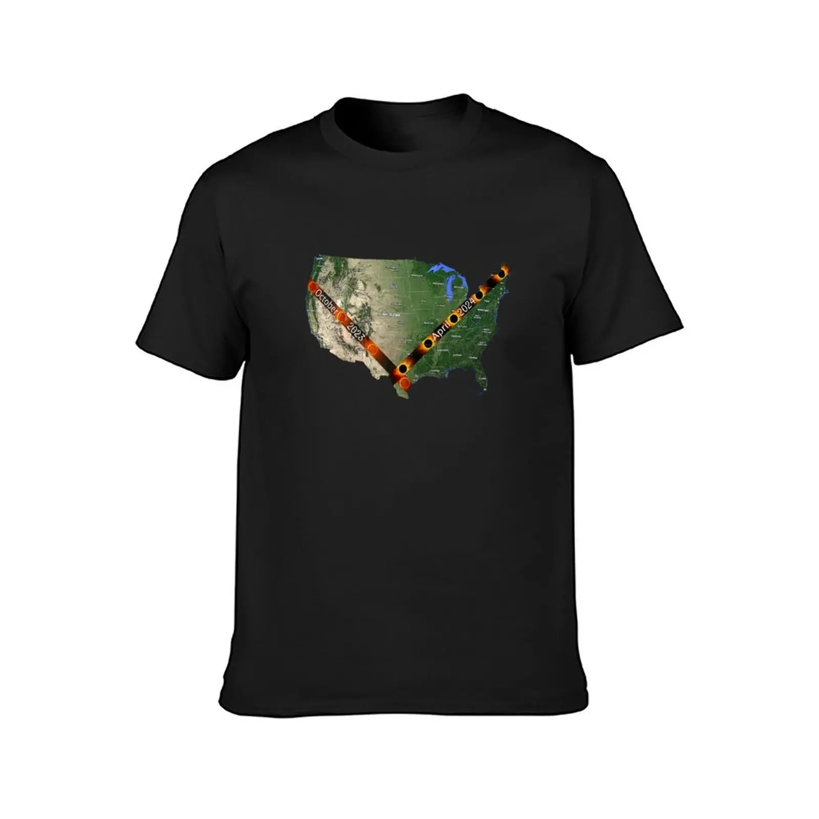 USA Anular Solar Eclipse 2023 and Total Solar Eclipse 2024 Paths T-Shirt plain graphics mens graphic t-shirts