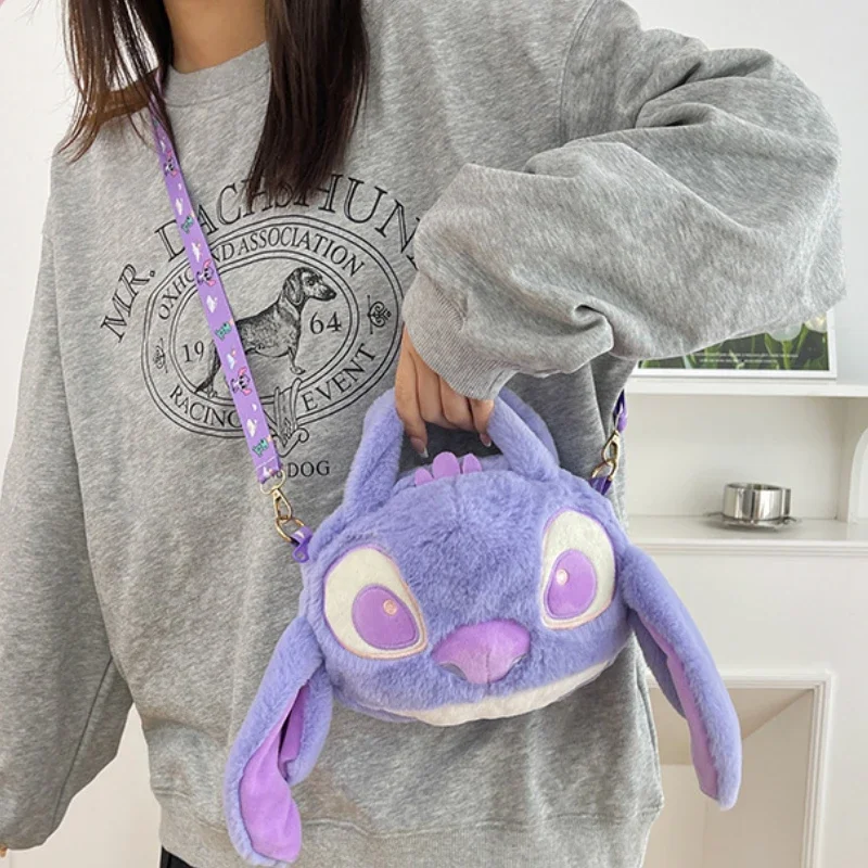 New Stitch Plush Crossbody Bag Cartoon Cute Stitch Plush Soft Doll Handbag Women Fashion Outdoor Shoulder Bag Birthday Gifts