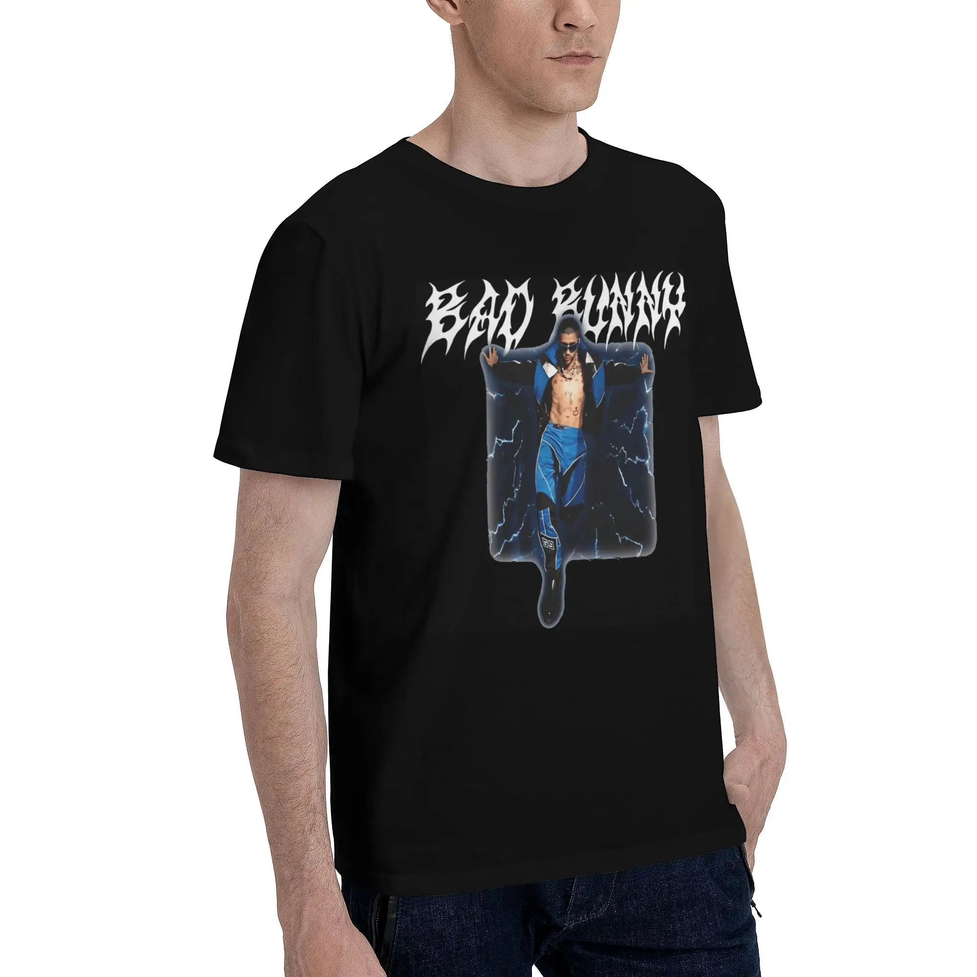 Music Album Bad Bunny  T Shirt Men's  Cotton Funny T-Shirts Crewneck  Tee Shirt Short Sleeve Clothes Adult