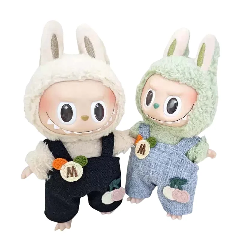 For 17cm Labubu Mini Doll Clothes Outfit Overall Clothes Accessories for Labubu II Doll Accessories Sitting Party DIY Toys