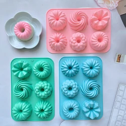 1/3pcs Silicone Donut Baking Molds,Multicolor Doughnut Pans,6-Cavity Designs Donut Flower And Swirl Shaped,Suitable for Baking